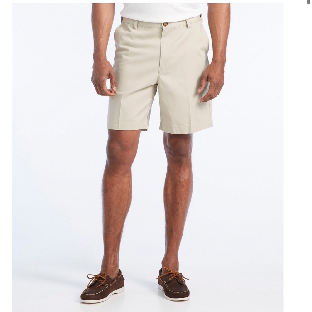 LLBean Wrinkle-Free Double L Chino Tan 44w Comfort Waist 8” Shorts - Picture 2 of 8